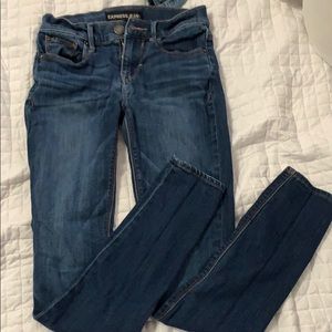 Express mid rise legging skinny jean dark wash